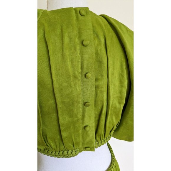 SOLD Aje Capucine Puff Sleeve Midi Dress Size 10 Verdant Green BNWT - Picture 15 of 15